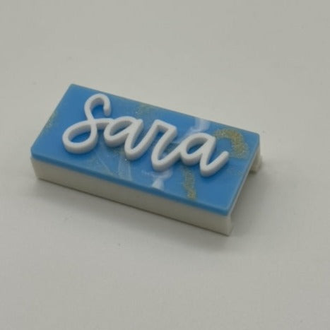 Blue and Gold Swirl Handled Tumbler Name Tag