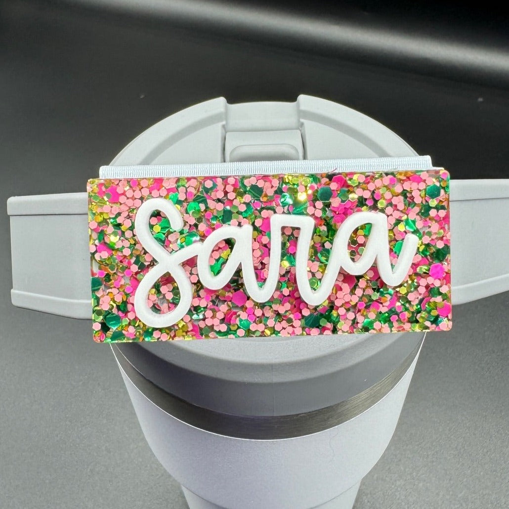 20/30/40/64oz Daisy Meadow Glitter tumbler name tags