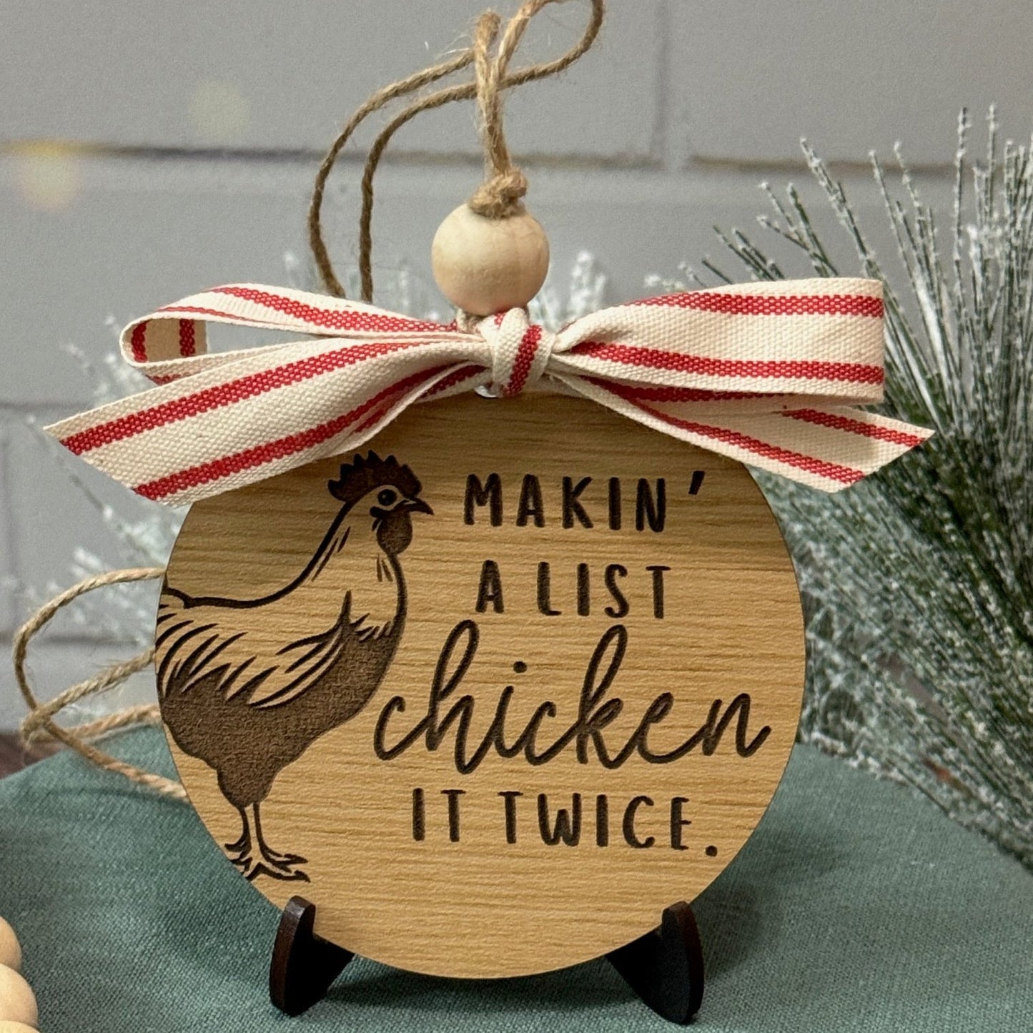 Makin' a List, Chicken it Twice Christmas Ornament