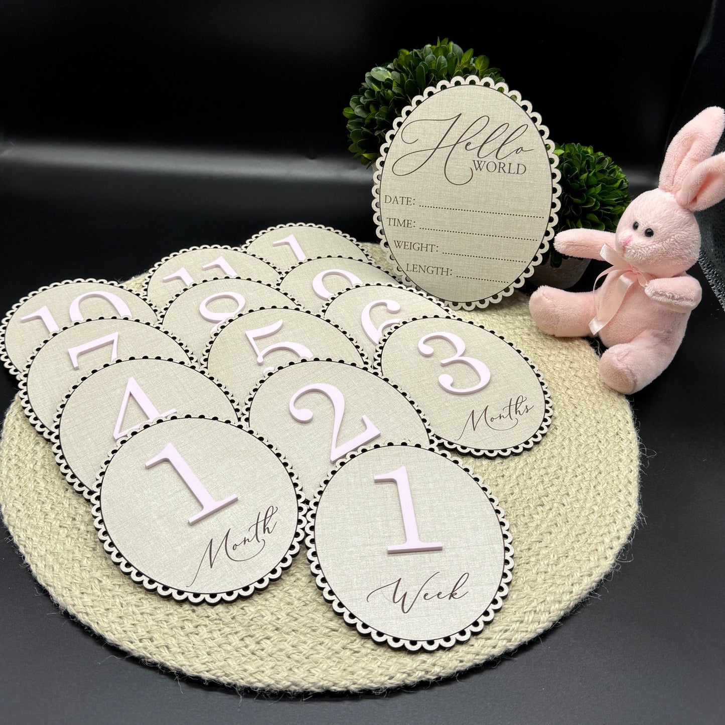 "Linen and Lace" Baby Girl Milestone Photo Prop