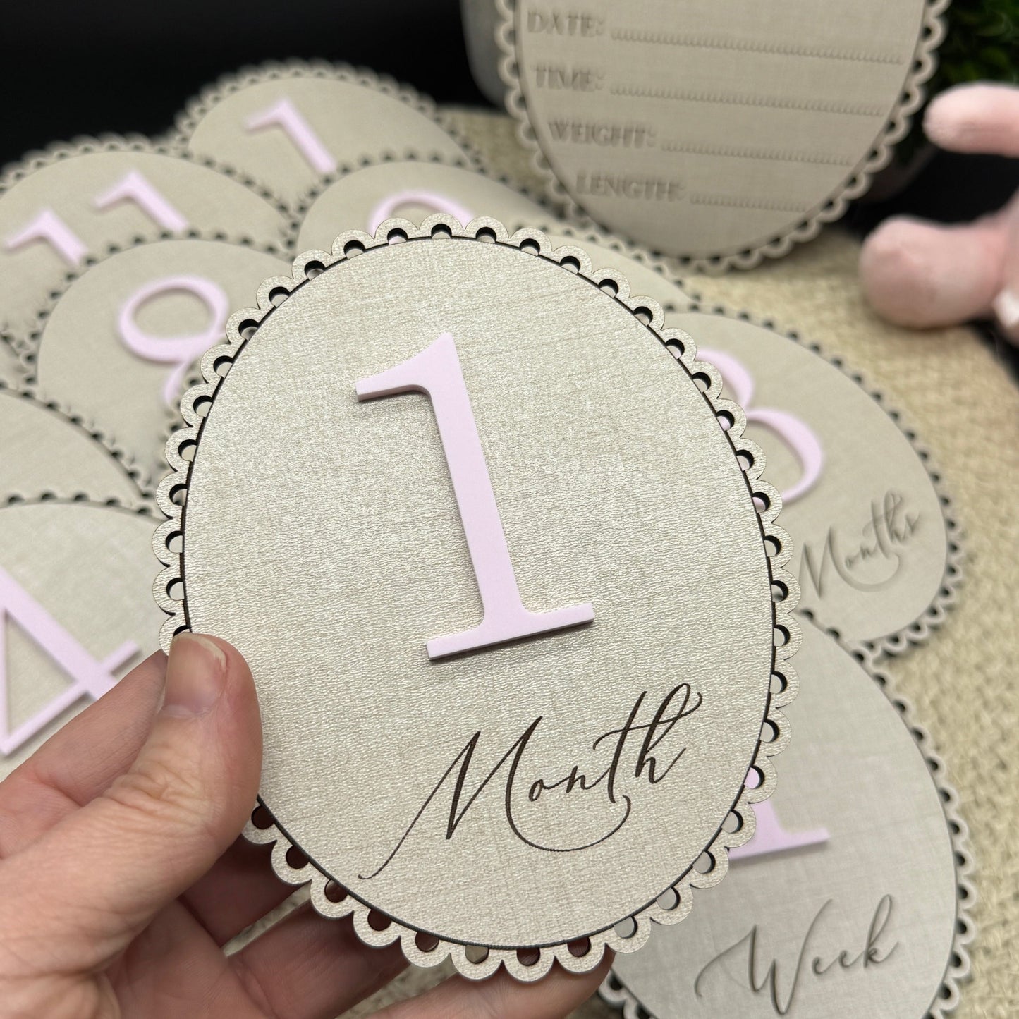 "Linen and Lace" Baby Girl Milestone Photo Prop