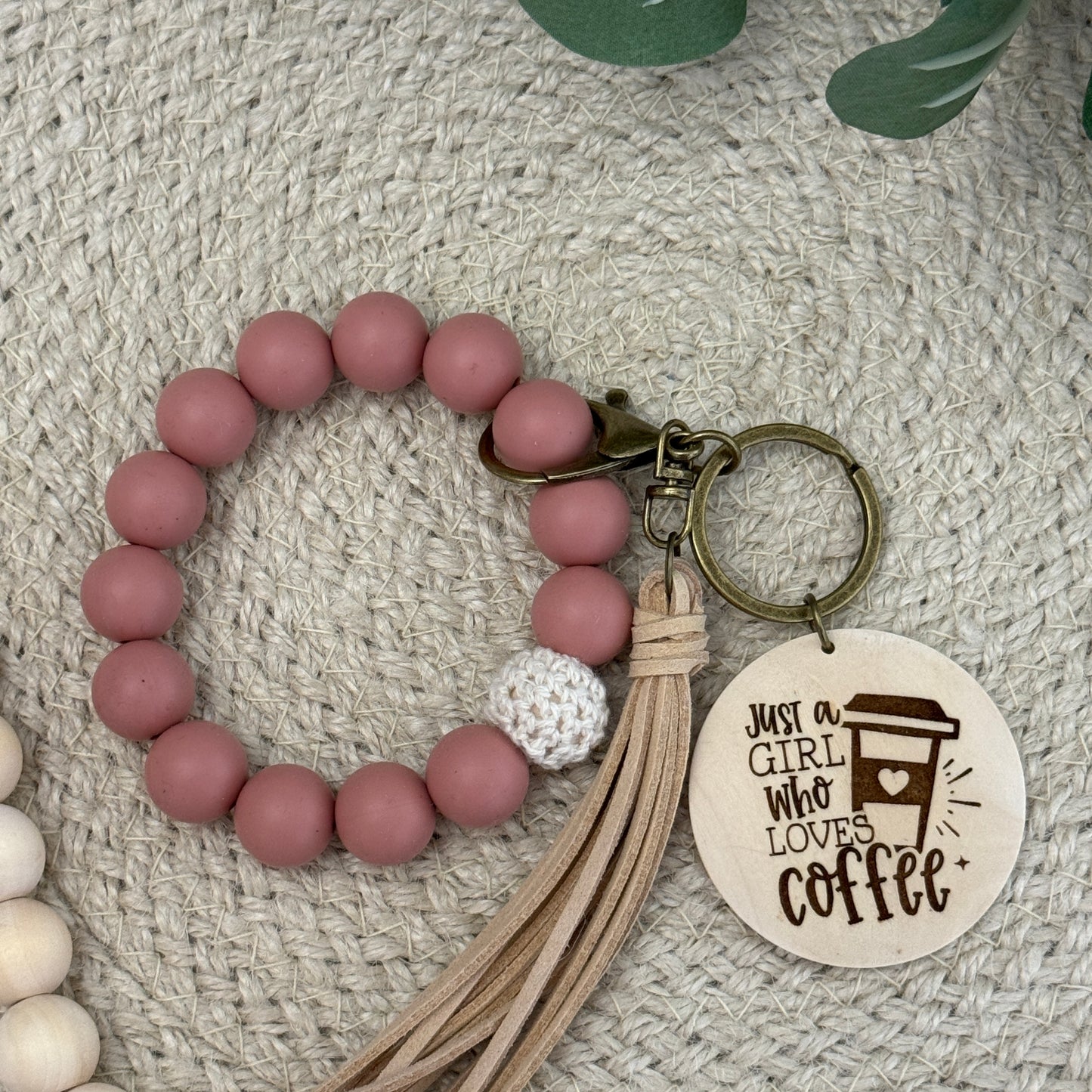 "Just a girl who loves coffee" Keychain Wristlet