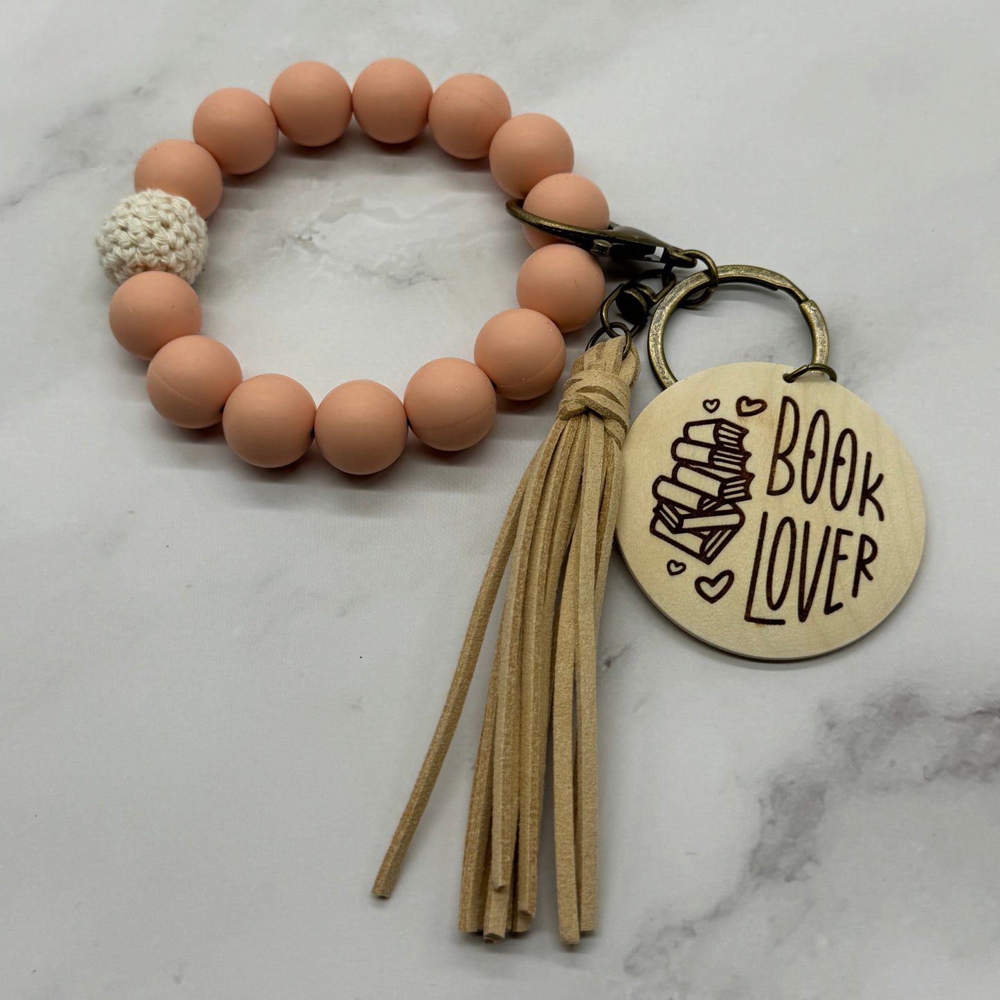 Book Lover Silicone Bead Keychain Wristlet