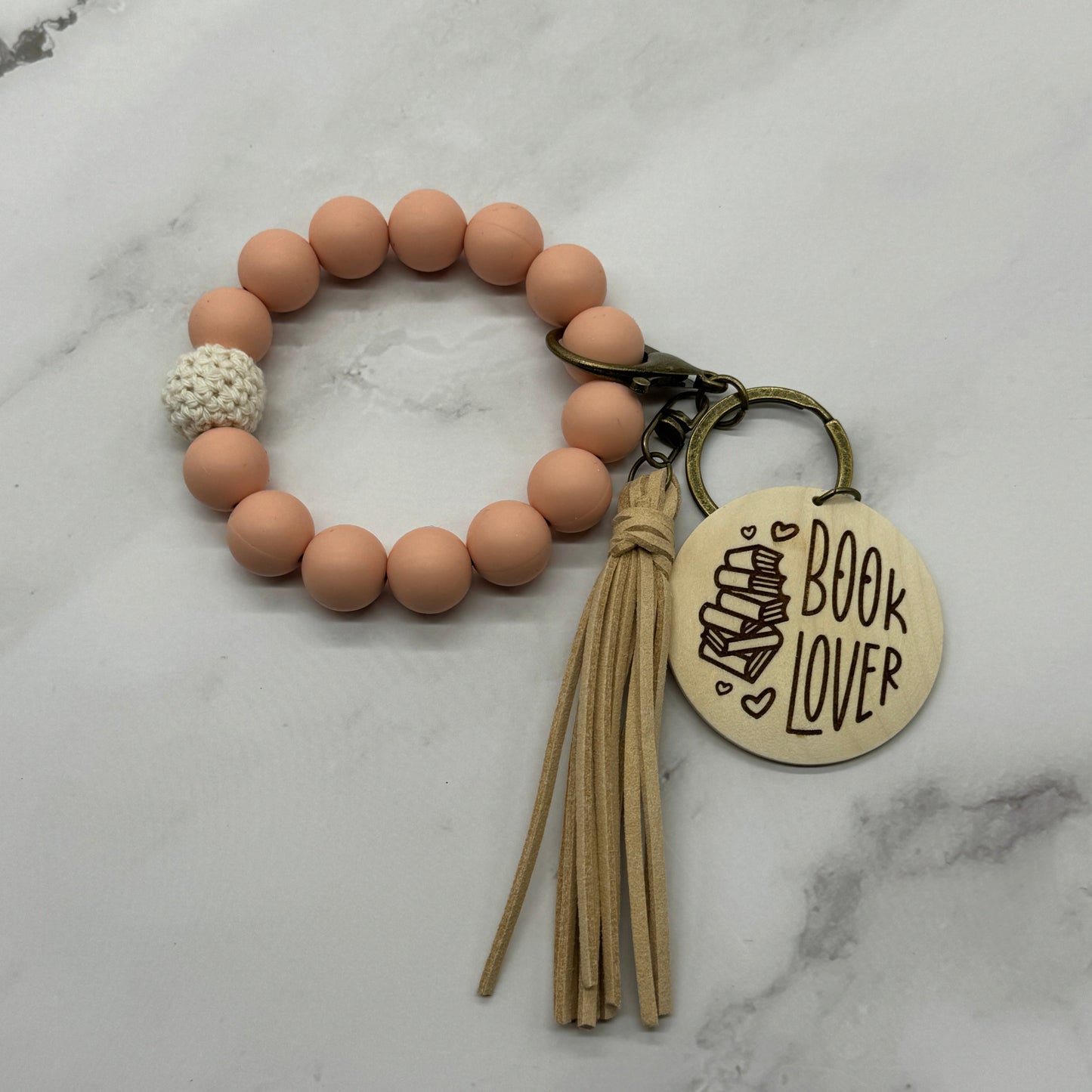 Book Lover Silicone Bead Keychain Wristlet