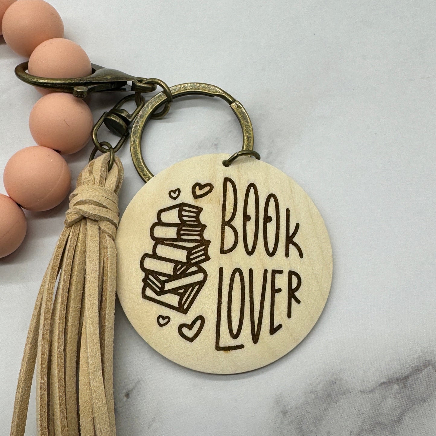 Book Lover Silicone Bead Keychain Wristlet