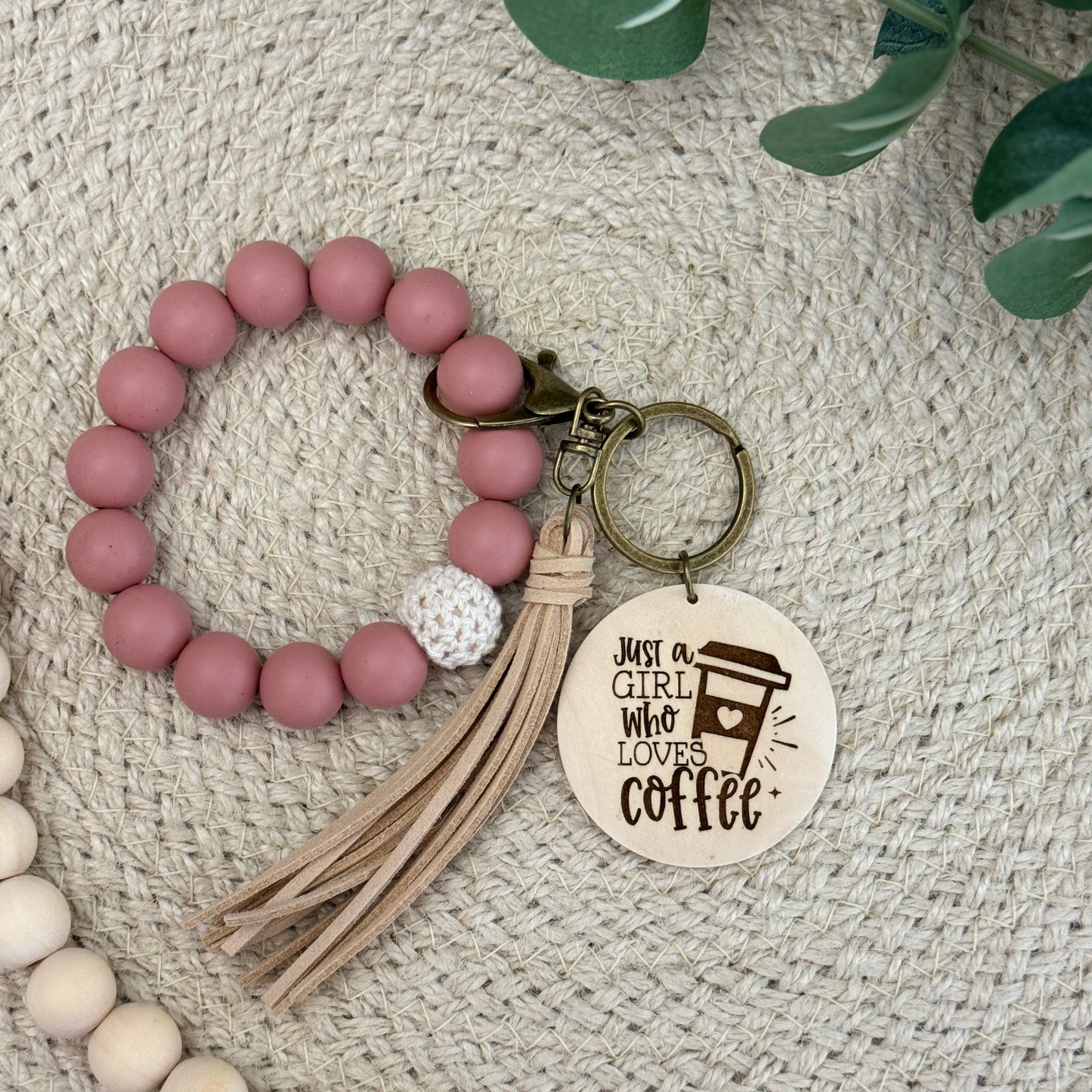 "Just a girl who loves coffee" Keychain Wristlet