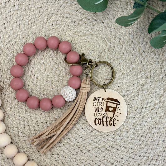 "Just a girl who loves coffee" Keychain Wristlet