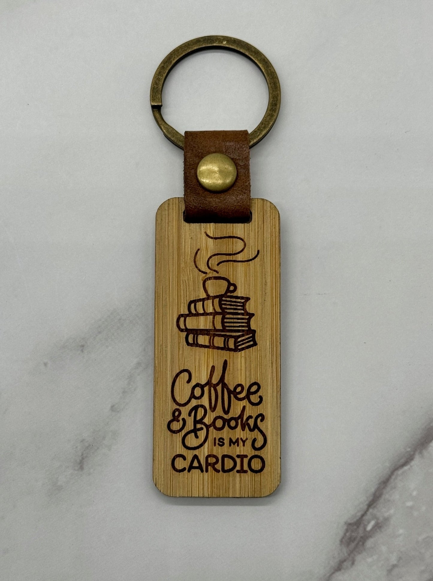 Coffee and Books is my Cardio Keychain