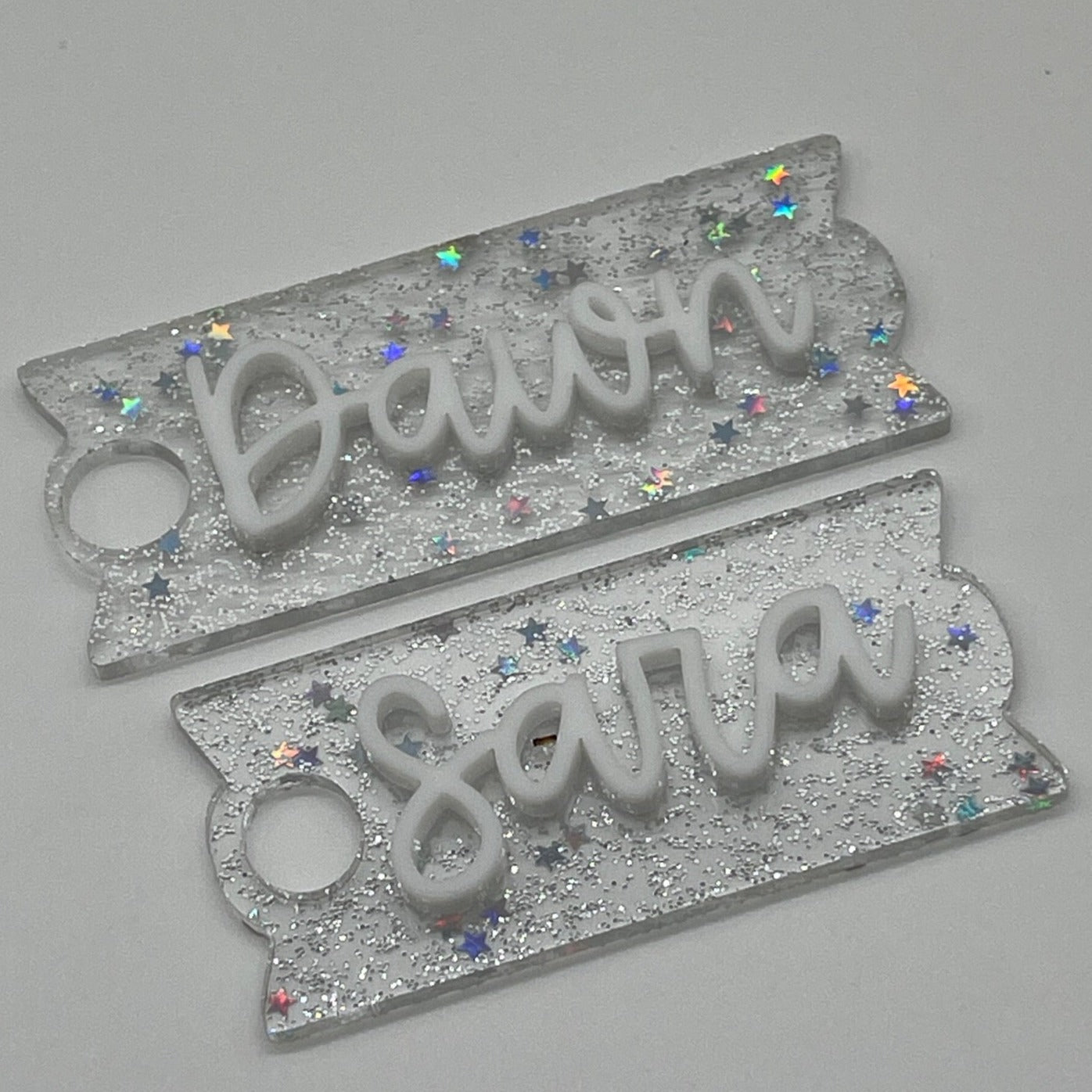 Shimmer Star Acrylic Tumbler Name Tag