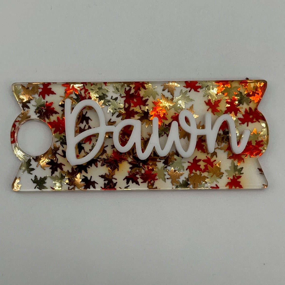 Fall Leaf Glitter Acrylic Tumbler Name Tag