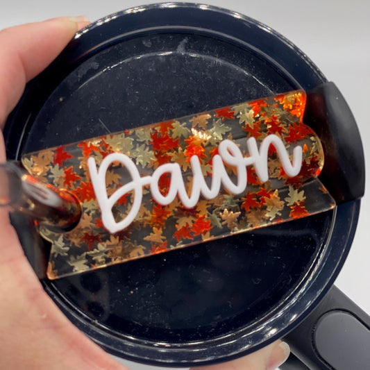 Fall Leaf Glitter Acrylic Tumbler Name Tag