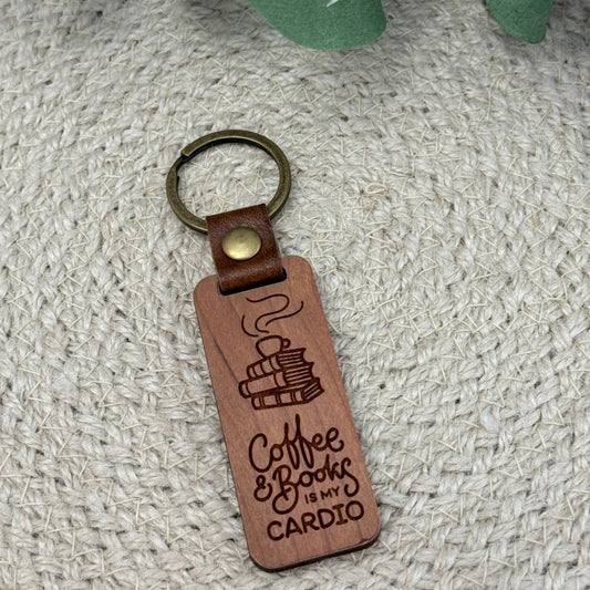 Coffee and Books is my Cardio Keychain