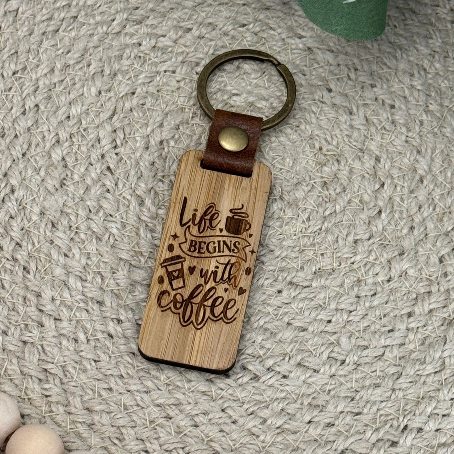 Life Begins with Coffee Keychain