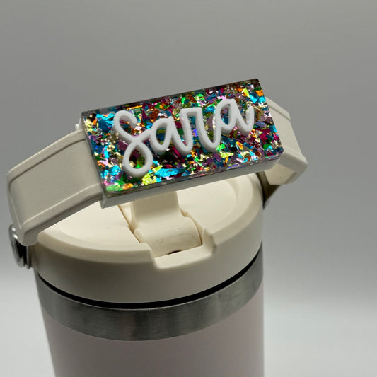 Party Confetti Handled Tumbler Name Tag