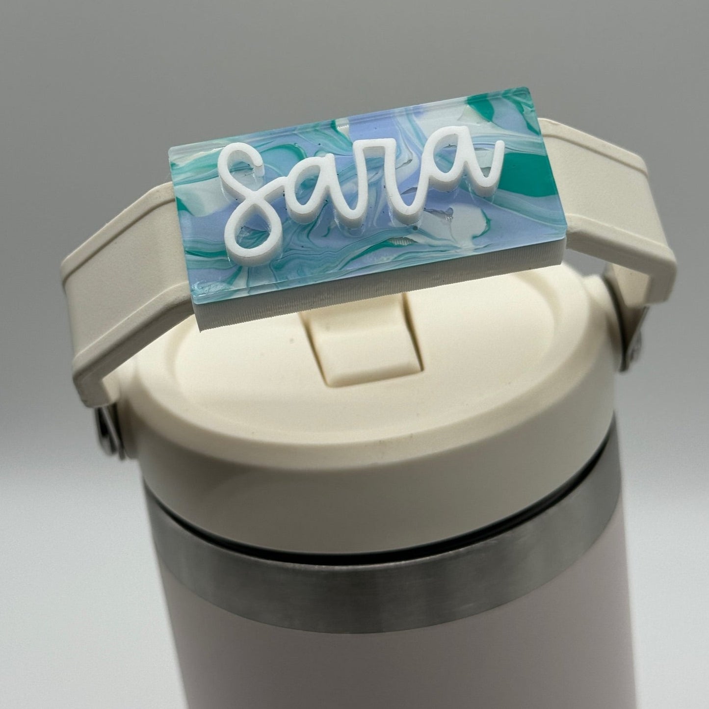 Ocean Waves Handle Tumbler Name Tag