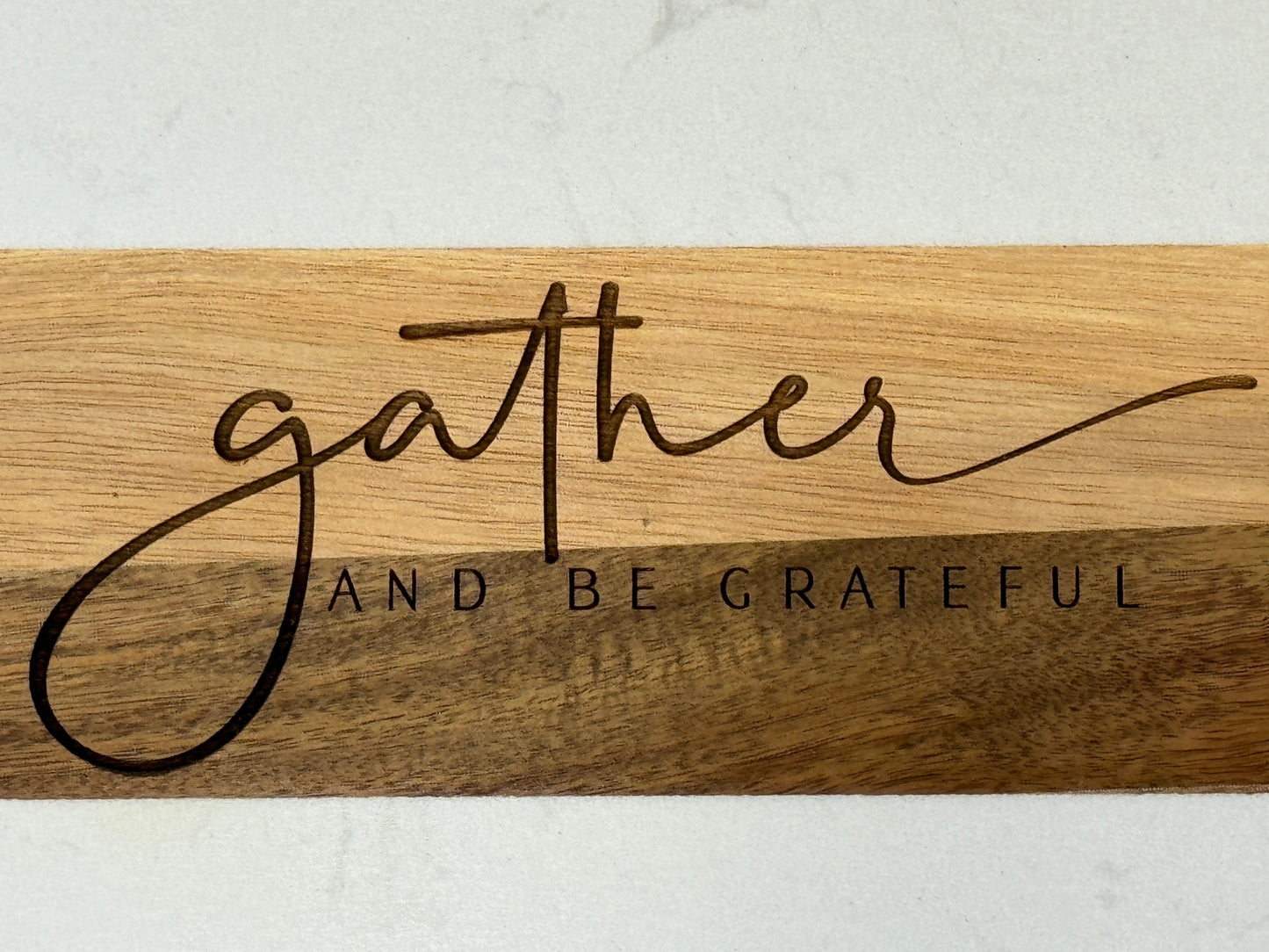 Gather and Be Grateful Acacia Wood & Marble Cutting Board