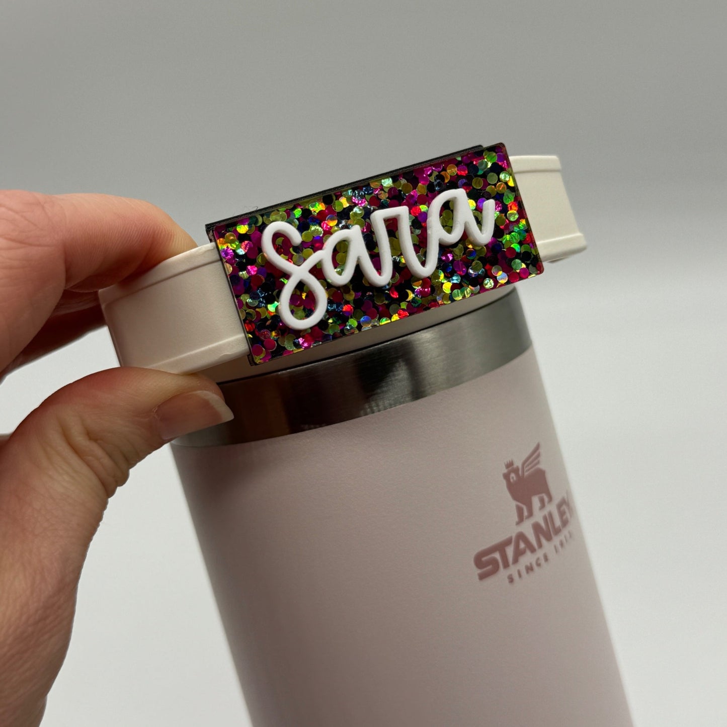 Confetti Dots Handled Tumbler Name Tag