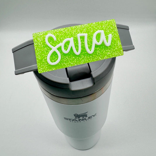 NEON Glitter Handle Tumbler Name Tag