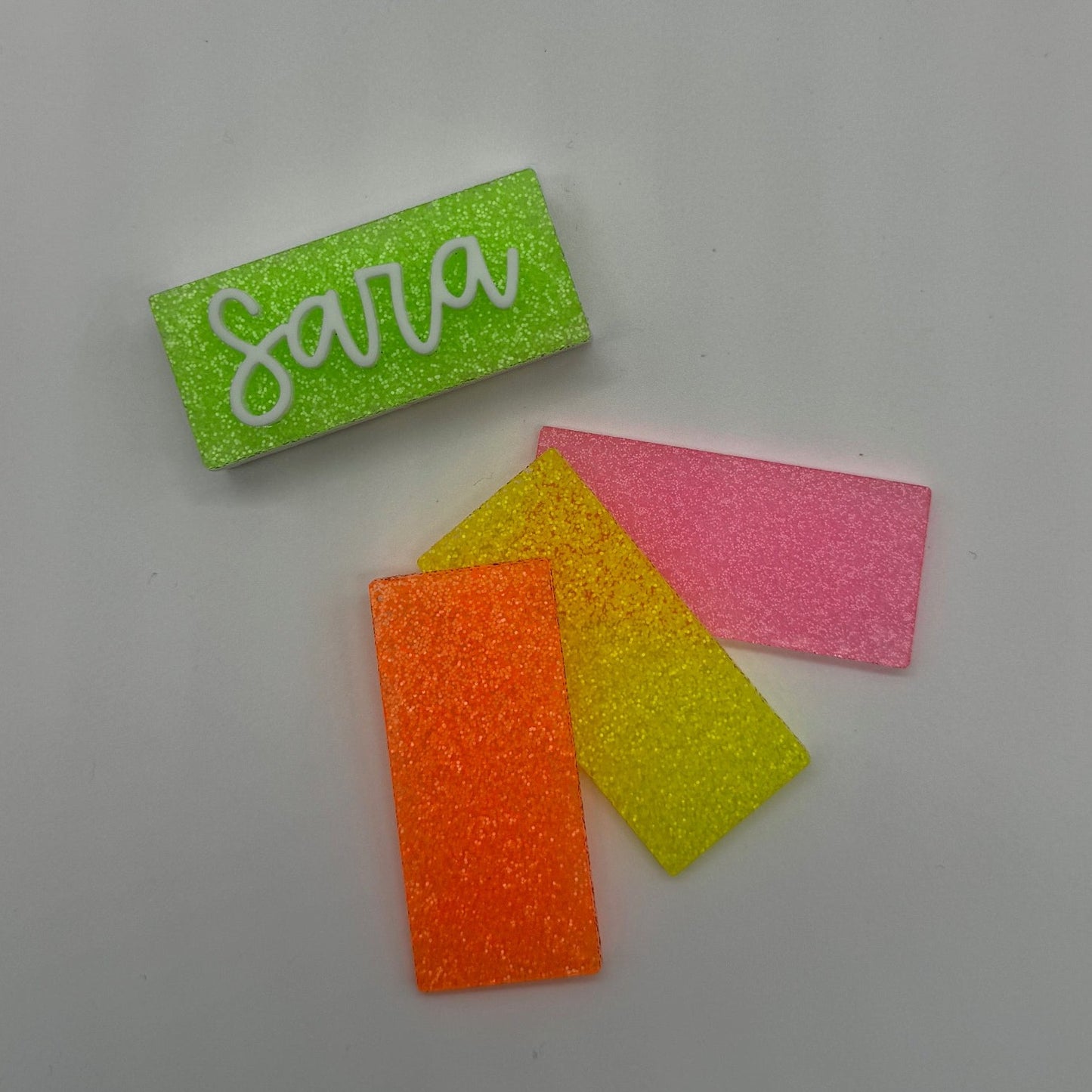 NEON Glitter Handle Tumbler Name Tag