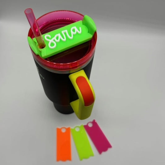 Glossy Neon Acrylic Tumbler Name Tag