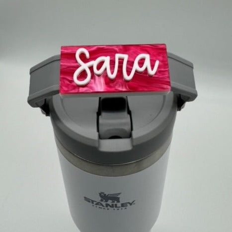 Hot Pink Pearl Handled Tumbler Name Tag