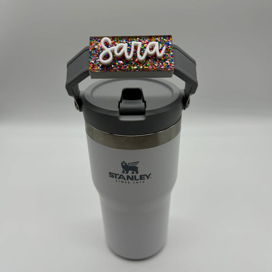 Candy Confetti Handled Tumbler Name Tag