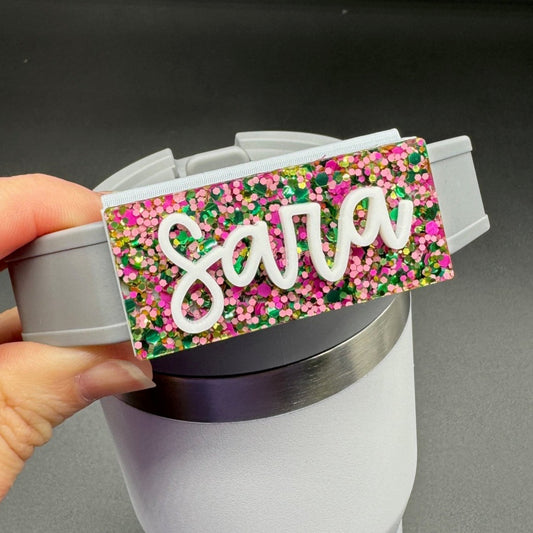 20/30oz Daisy Meadow Glitter tumbler name tags