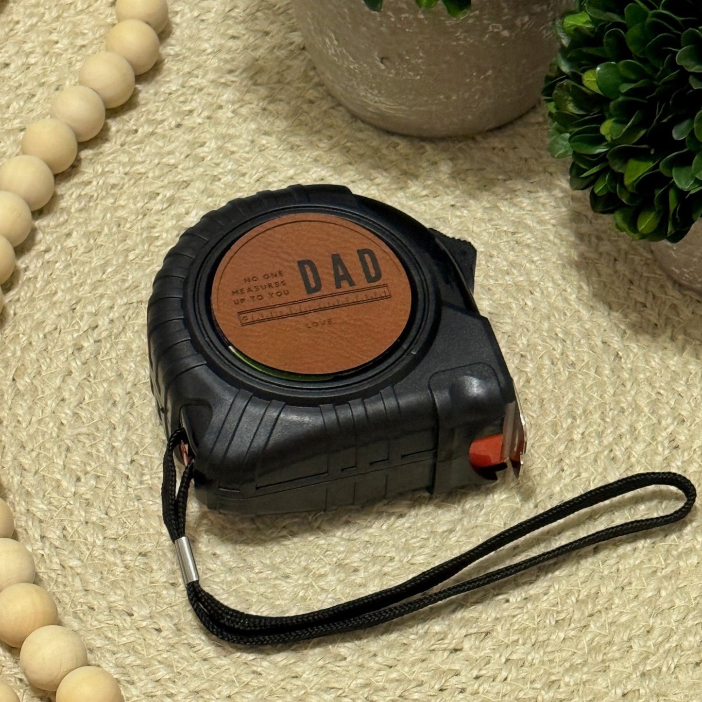 Personalized Tape Measure with a Vegan Leather Insert