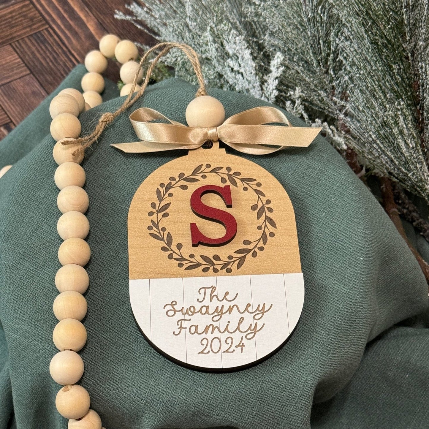 Christmas Wreath Oval Monogram Ornament