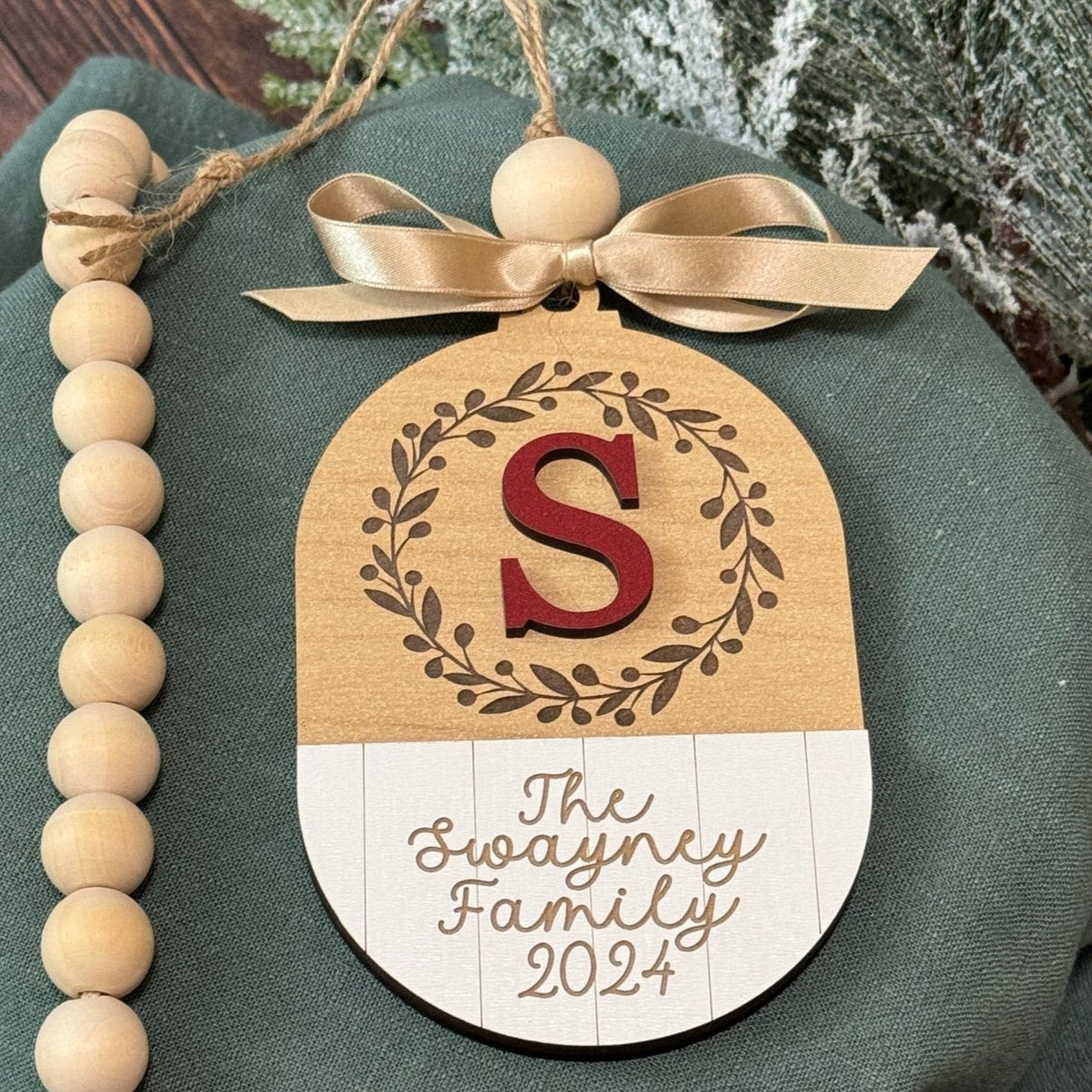 Christmas Wreath Oval Monogram Ornament