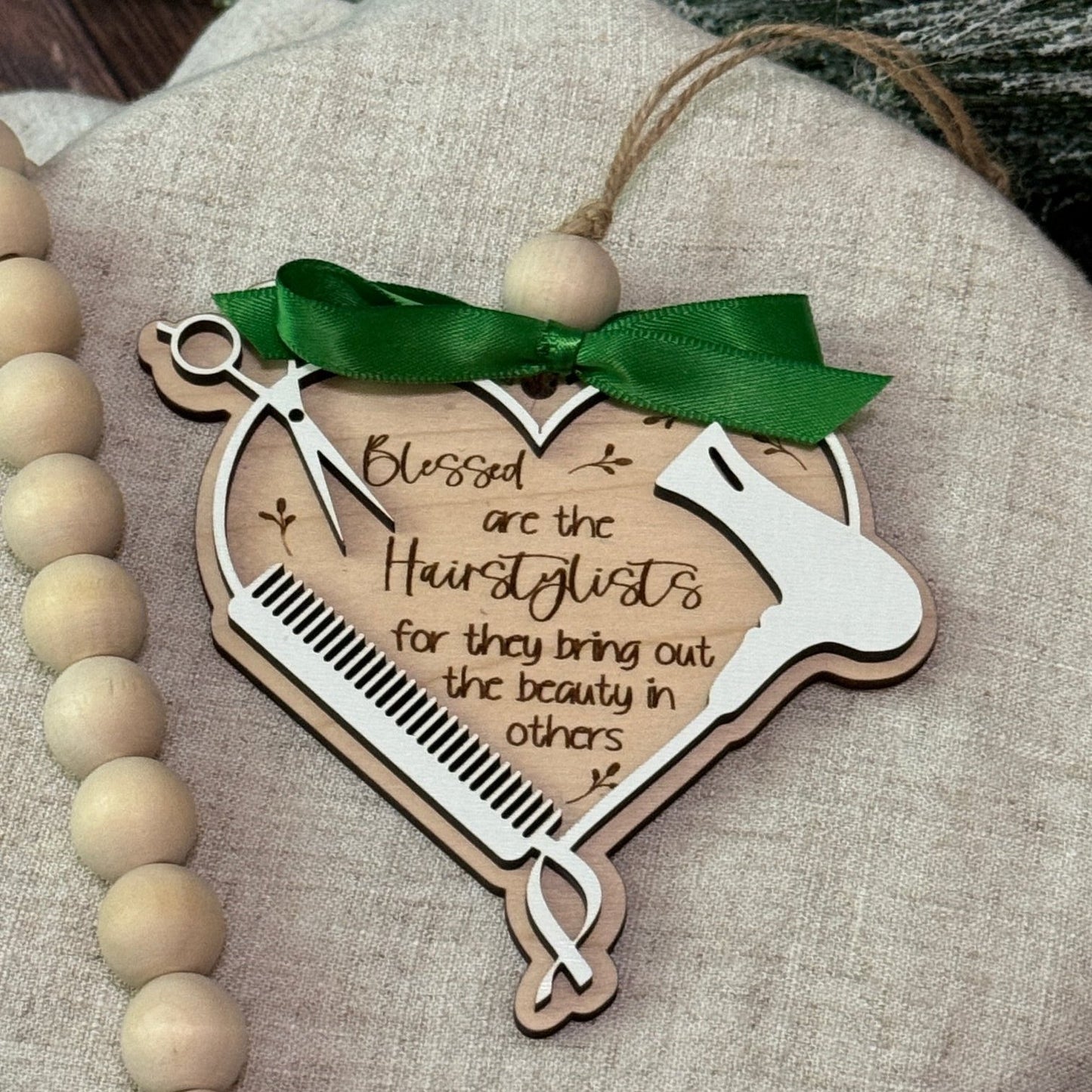 Heart Shaped Hair Stylist Ornament