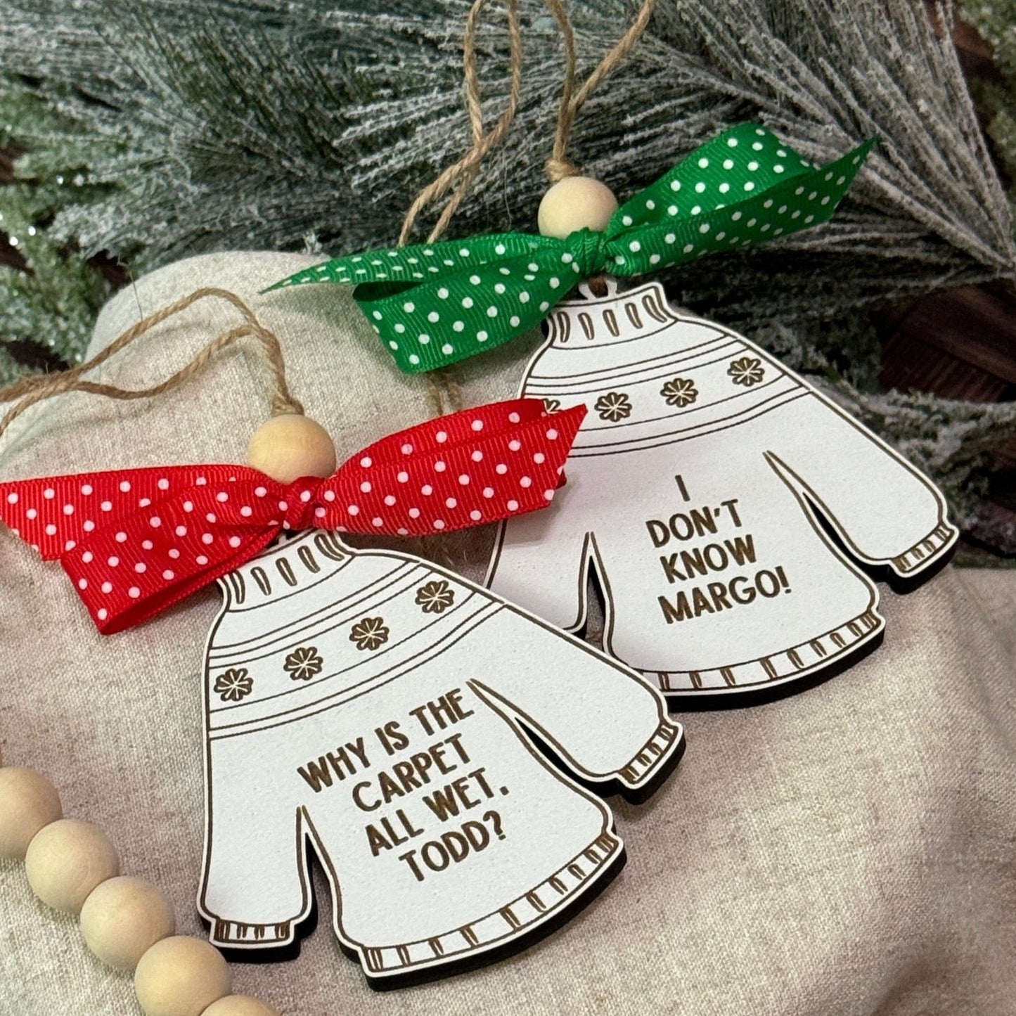 Funny Christmas Sweater Ornament Set