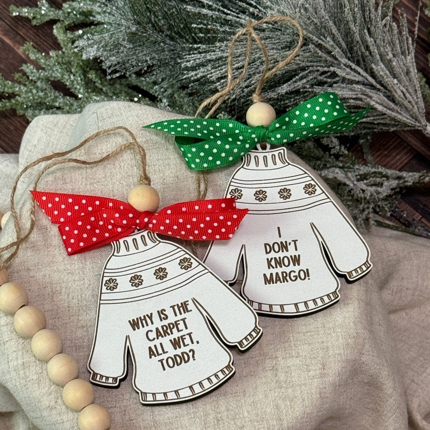 Funny Christmas Sweater Ornament Set